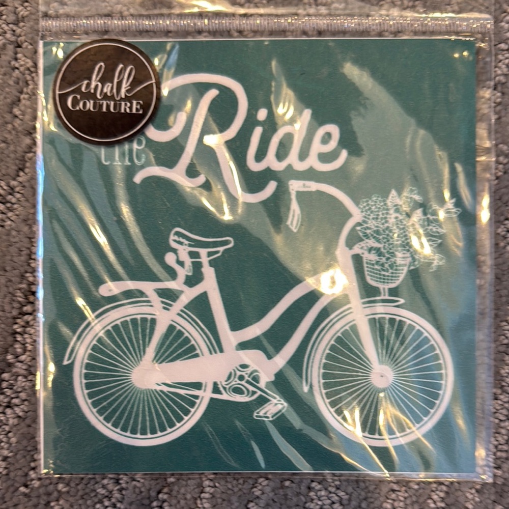 Chalk Couture Teal Bicycle Art